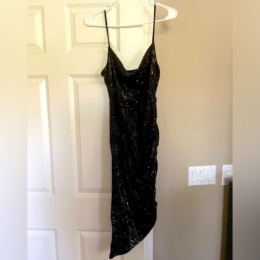 Sexy sequin asymmetrical dress